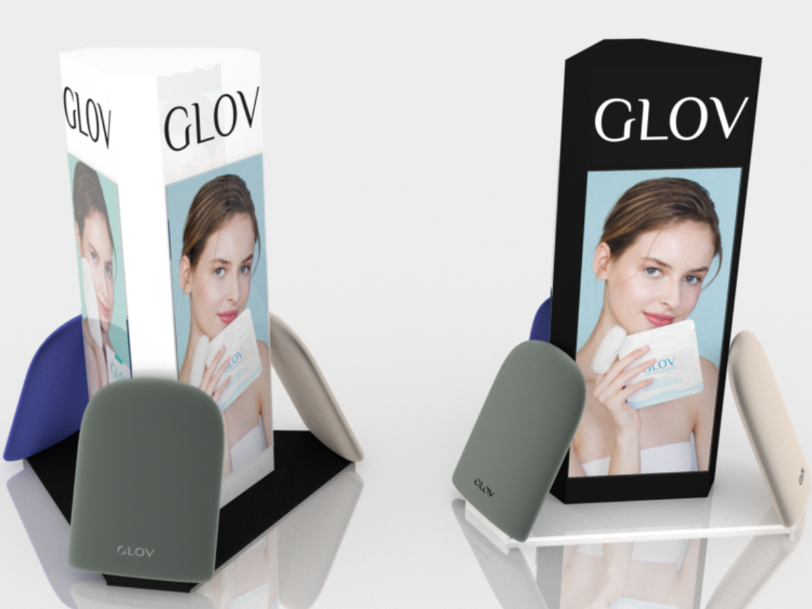 A display for Glov cosmetic gloves